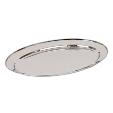 Argon Tableware Oval Stainless Steel Serving Platter - 50cm x 35cm | Silver | Silver