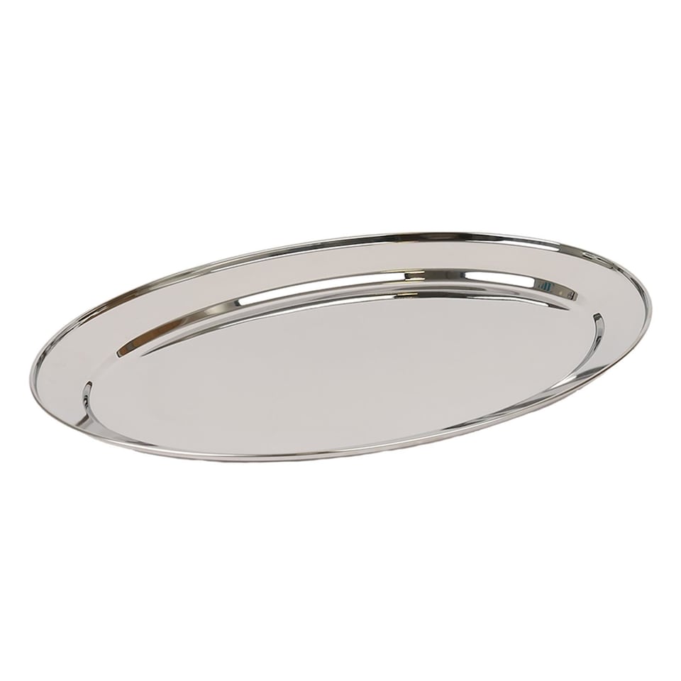 image 1 of Argon Tableware Oval Stainless Steel Serving Platter - 50cm x 35cm | Silver | Silver