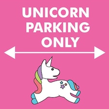 Unicorn Parking Only PVC Party Sign Decoration 20cm x 20cm