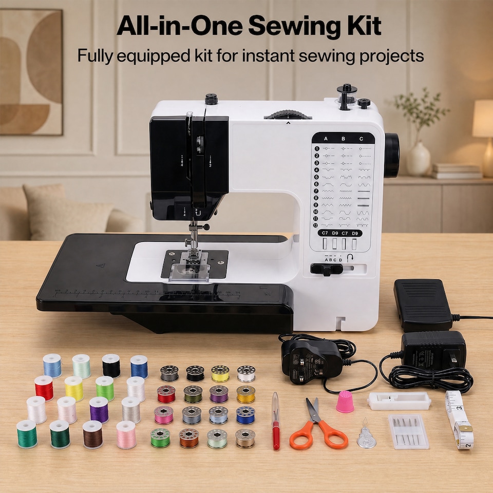 image 1 of Spector Mini Sewing Machine Portable Electric Household DIY Sewing Kit Pedal