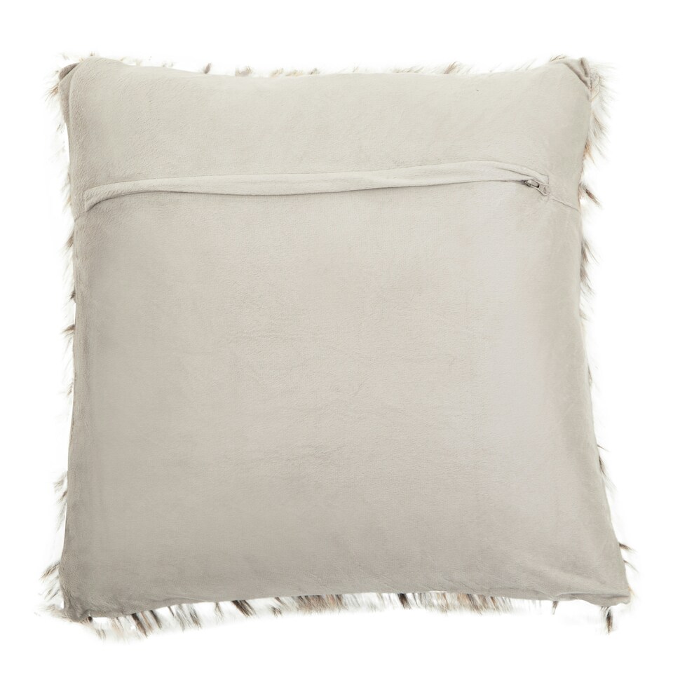 image 1 of Bosie Lamina Animal Print Square Fur Cushion Cream