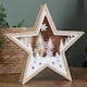 image 3 of 23cm Battery Operated Wooden Star Shape Woodland Scene Christmas Decoration