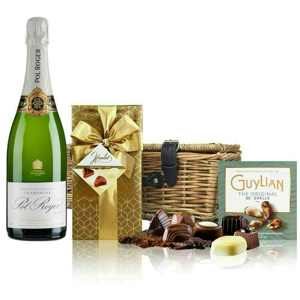 image 1 of Pol Roger Brut Reserve Champagne and Chocolates Hamper 75cl 12.5% abv