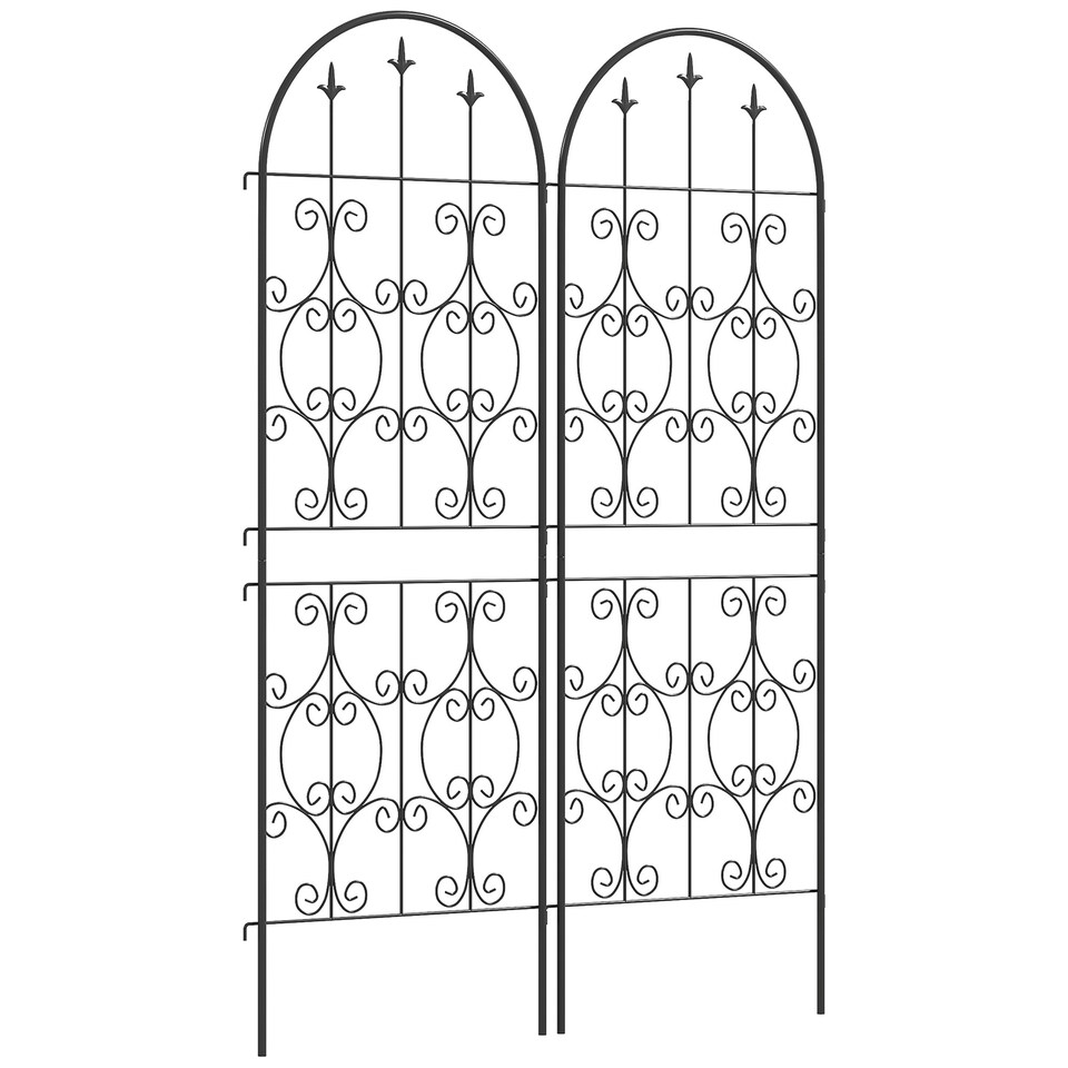 image 1 of Outsunny Set of 2 Metal Garden Trellis, Decorative Trellis Panels