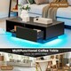 image 10 of COSTWAY Coffee Table w/LED Lights Rectangle Table Black