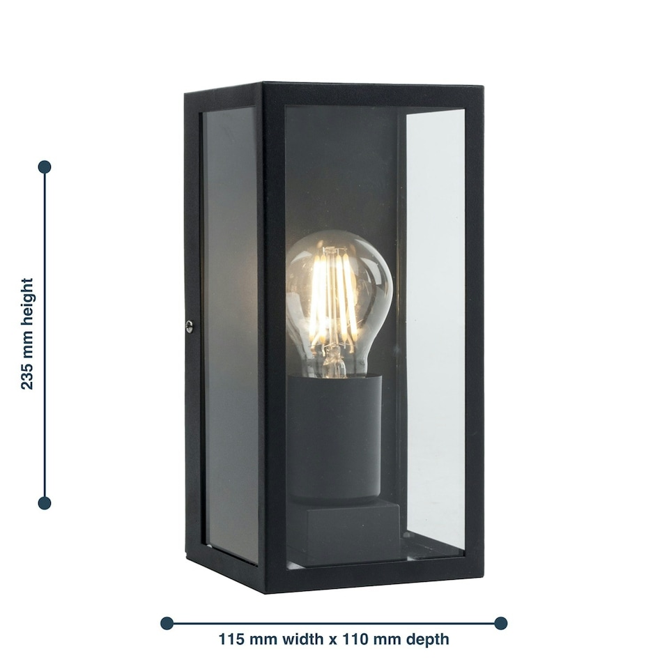 image 1 of First Choice Lighting Set of 2 Mansfield Black with Clear Glass IP44 Outdoor Flush Wall Lights Black | Clear
