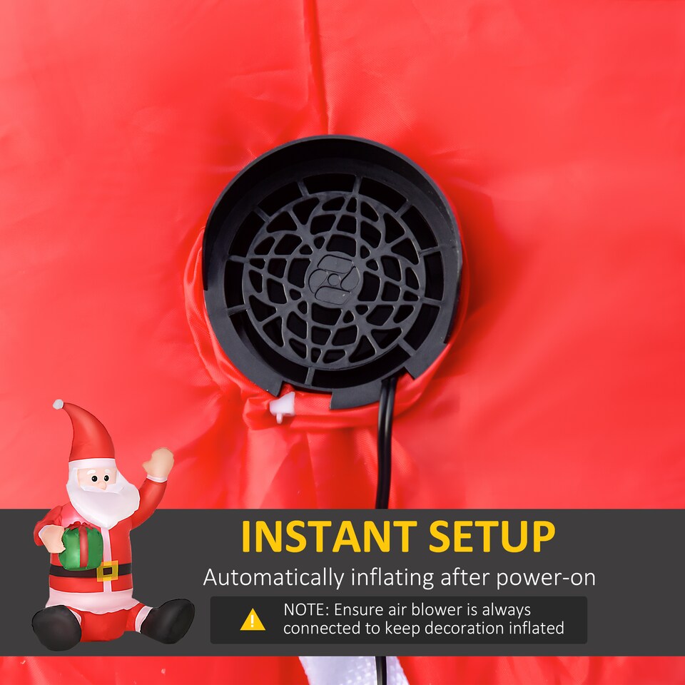 image 1 of HOMCOM 4ft Inflatable Christmas Santa Claus Gift with LED Xmas Decor Holiday Outdoor Yard Decoration
