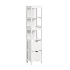 SoBuy FRG126-W,Slim Tall Bathroom Storage Cabinet with 3 Shelves & 2 Drawers | White | White | 1