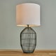 image 2 of ValueLights Hollins Matt Black Table Lamp Drum White Shade