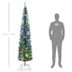 image 3 of HOMCOM 7.5ft Prelit Pencli Artificial Christmas Tree, Slim Xmas Tree with 200 Colourful LED Lights, Steel Base  Green