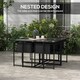 image 3 of Outsunny 5 Piece Garden Dining Set, 4 Seater Outdoor Table and Chairs with Texteline Seat, Space Saving Cube Set with Foldable Backrest, Tempered Glass Table Top, for Patio, Black