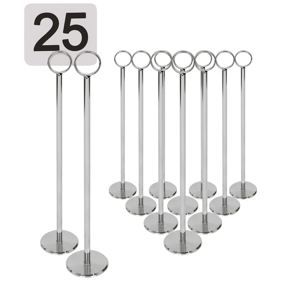 image 1 of Argon Tableware Table Numbers with 30cm Holders - 30cm - Silver - Pack of 25 | Silver | Silver