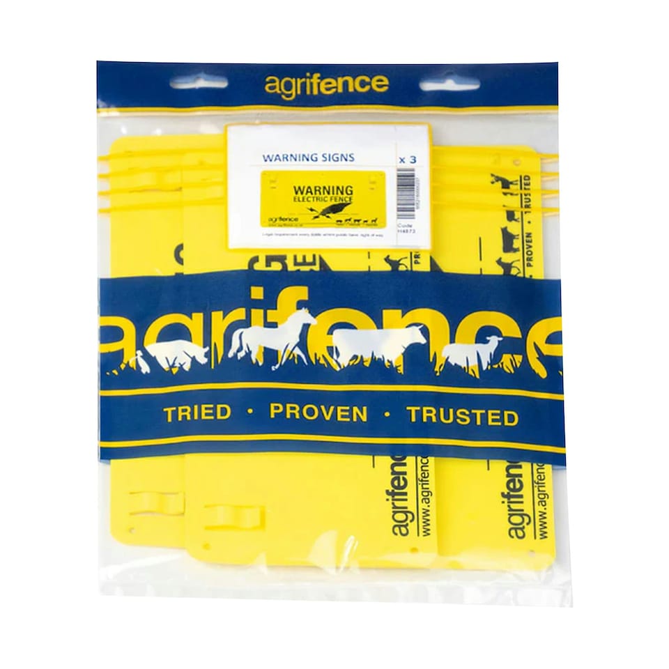 image 1 of Agrifence Warning Signs (H4873) (Pack Of 5) - Yellow/Black - One Size