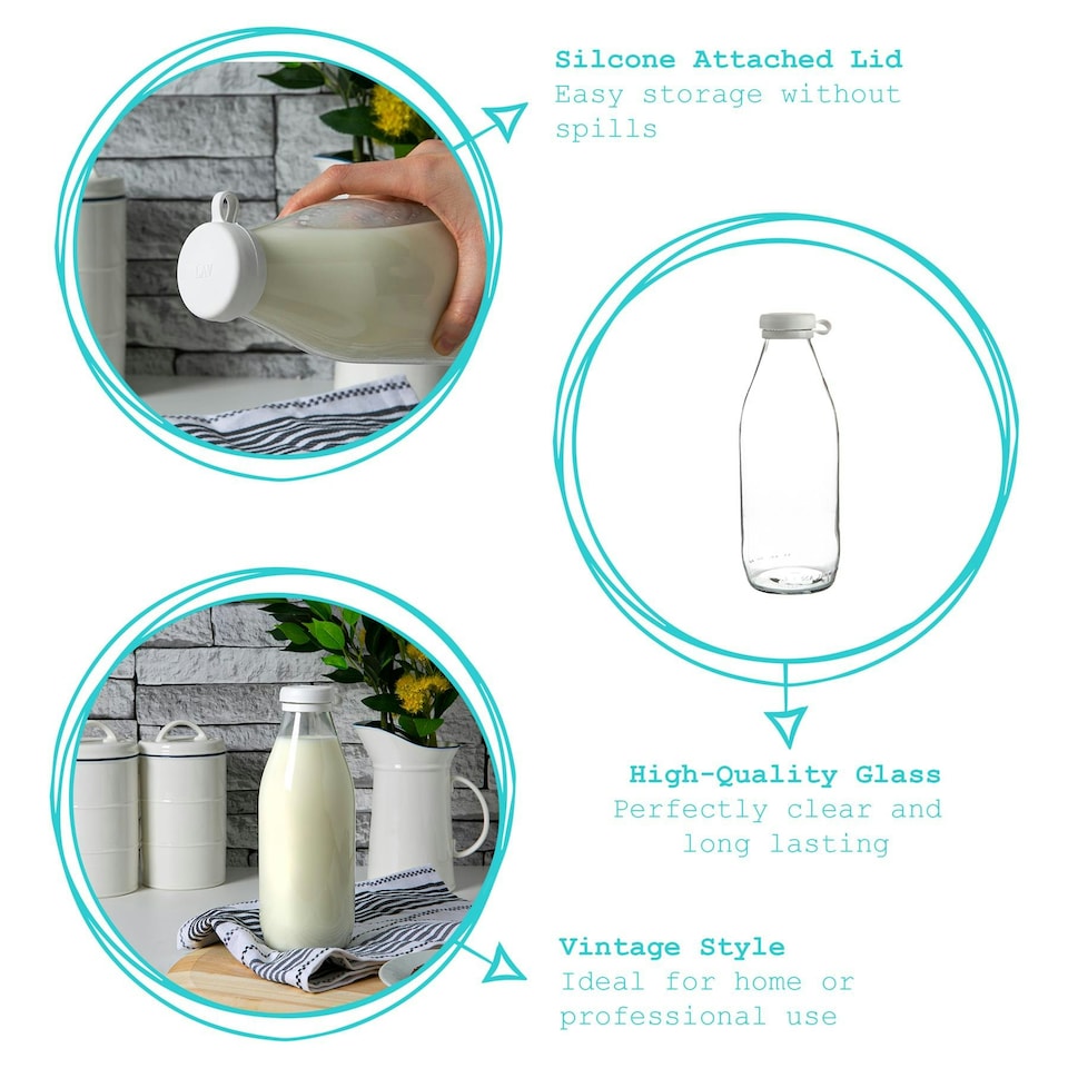 image 1 of Argon Tableware Tallo Glass Bottles - 1 Litre - Clear - Pack of 6