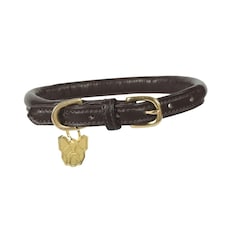 Digby & Fox Rolled Leather Buckle Dog Collar - Brown - XL - Neckline: 58cm-64cm