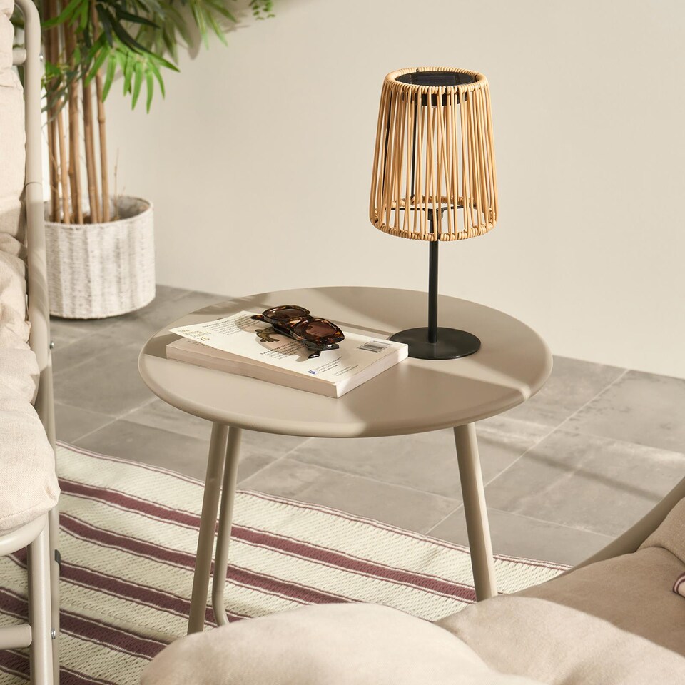 image 1 of OHS Mykonos Bistro Set Outdoor Table Chair Garden Patio Furniture | Cream | Natural