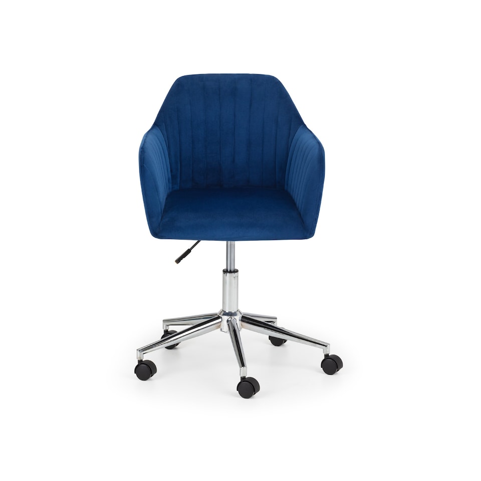image 1 of Kahlo Velvet Swivel Office Chair- Blue/Chrome