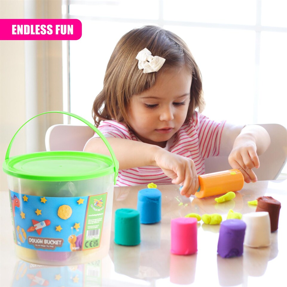 image 1 of The Magic Toy Shop Giant Dough Bucket Non-Toxic Modelling Clay Kit 10 Colours 1.5 Kg