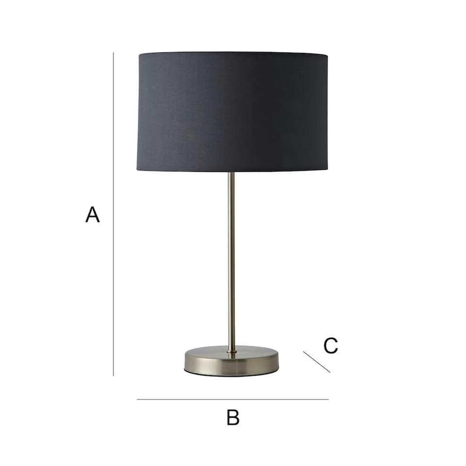 image 1 of ValueLights Charlie Chrome Table Lamp Charcoal Chrome Inner Shade | Grey