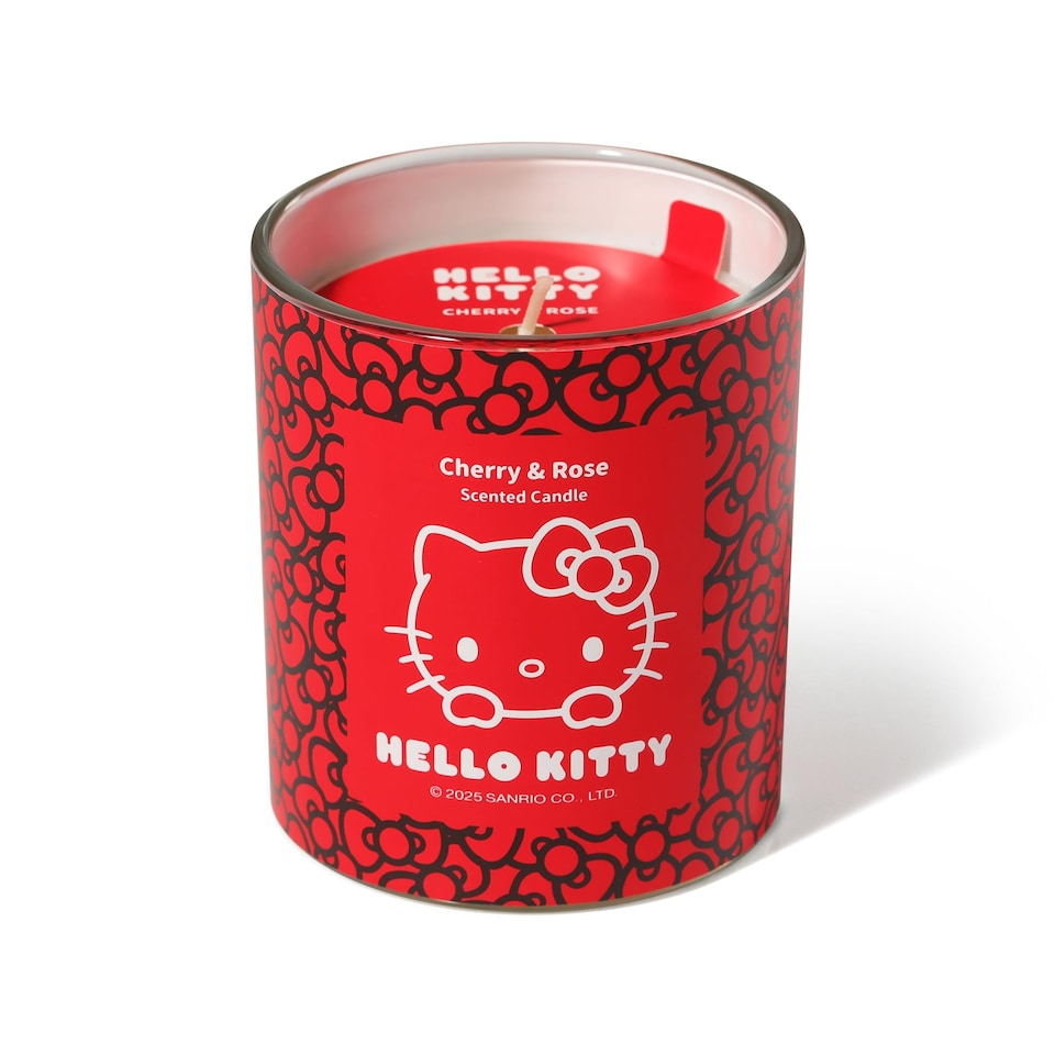 Hello Kitty Repeat Printed Candle 213g - Cherry & Rose - Tesco