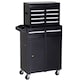 image 1 of DURHAND Tool Chest 2 in 1 Metal Tool Cabinet Storage Box with 5 Drawers Pegboard Wheels 60x28x104.5cm Black
