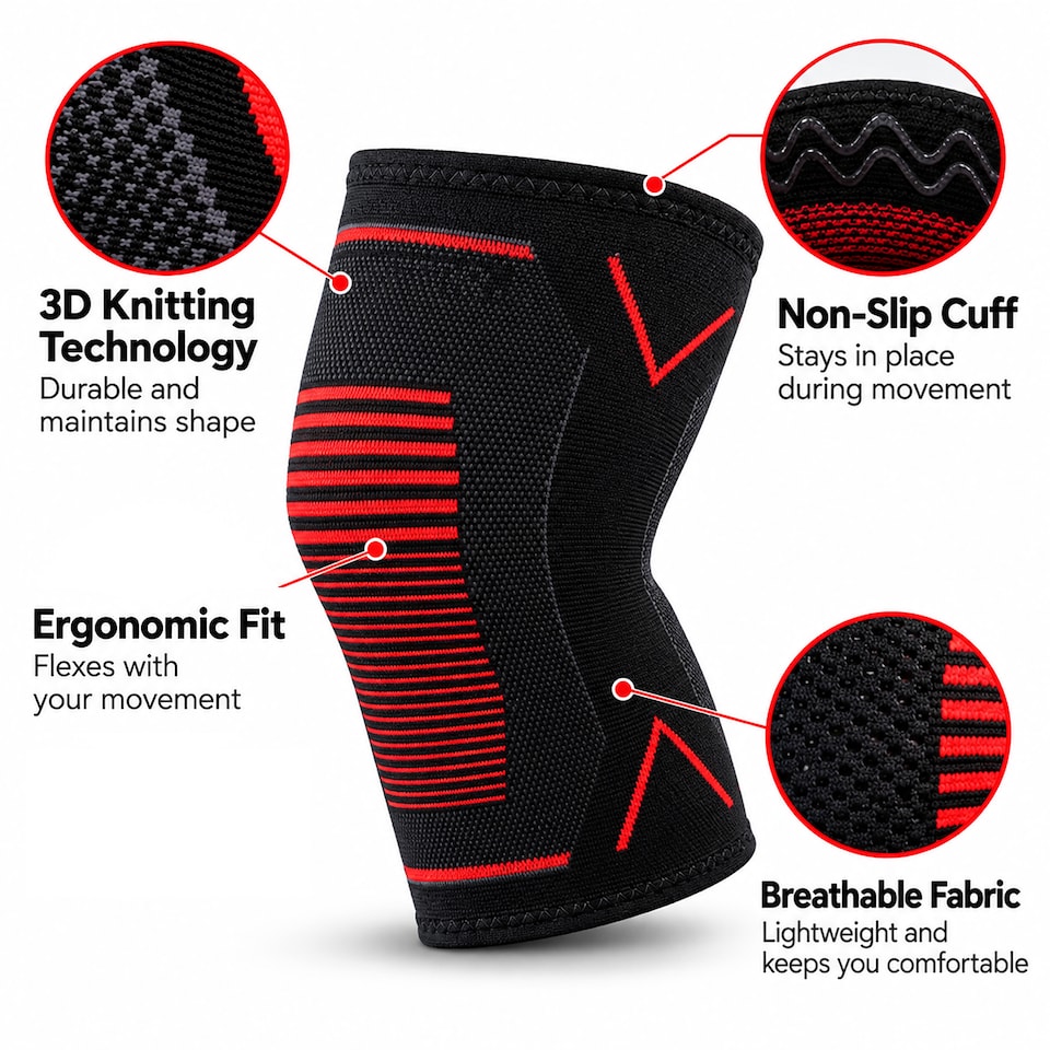 image 1 of aZengear Knee Support Brace (Pair) - Compression Knee Sleeve for Joint Pain, Ligament Injury, Meniscus Tear, Arthritis (S)