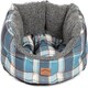 image 2 of Fatface Grey Fleece Blue Check Sustainable Recycled Fibre Deluxe Soft Dog/Puppy Slumber Bed 35 Inch