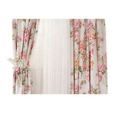Belledorm Anisshka Curtains - White/Pink/Green - 66in x 54in