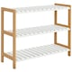 image 6 of HOMCOM 3-Tier Shoe Rack Wood Frame Slatted Shelves Open Storage, Natural