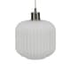 image 7 of Set of 2 Bento - White Ribbed Glass with Satin Nickel Pendant Fittings | Chrome | White | 2