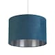 image 2 of TEAL VELVET DRUM SHADE & SILVER INNER (D27cm)