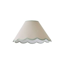 ValueLights Florie Natural Large Taper Lamp Shade Scallop Green Trim & Bulb | Green