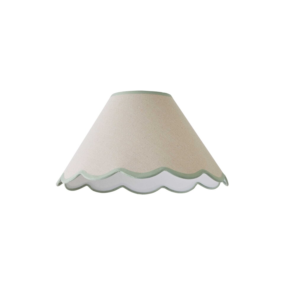 image 1 of ValueLights Florie Natural Large Taper Lamp Shade Scallop Green Trim & Bulb | Green