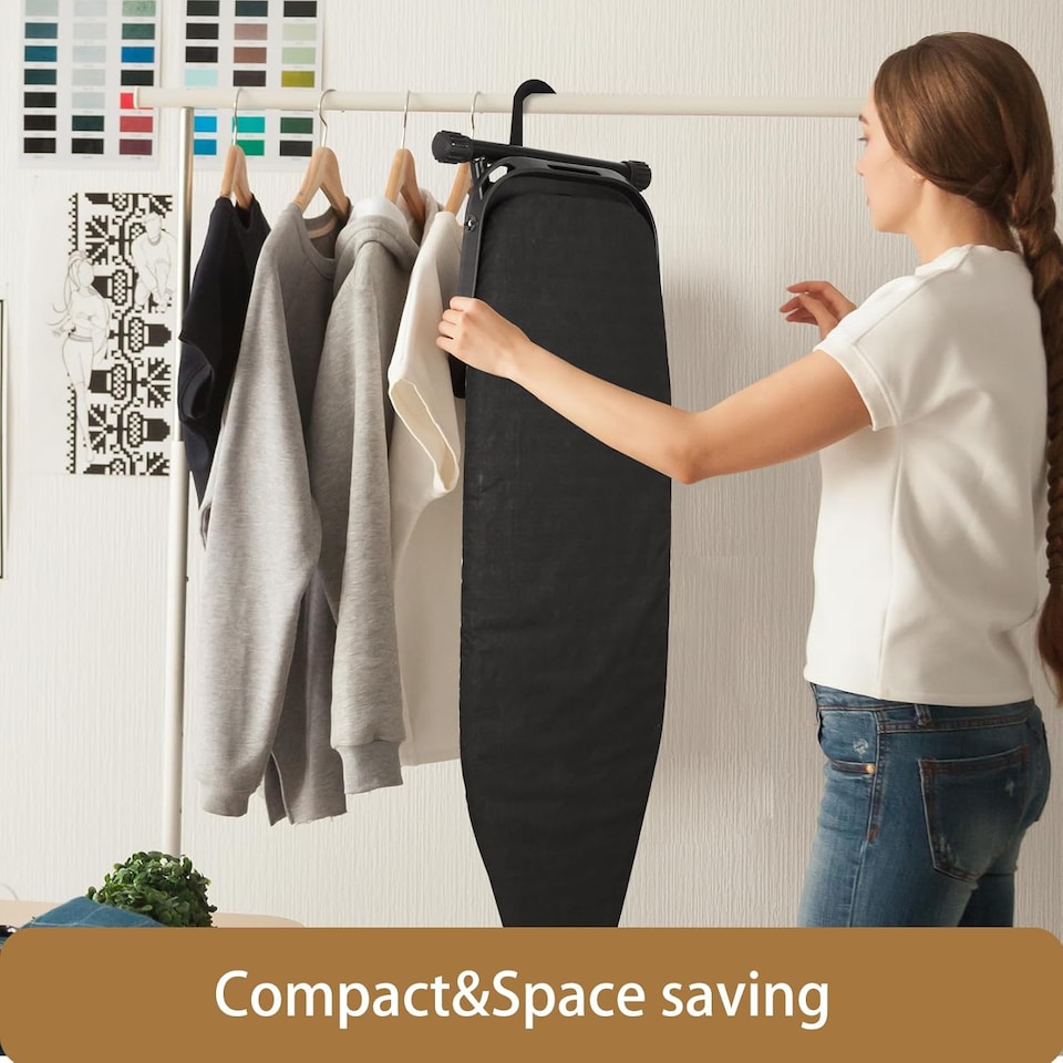 image 1 of Ironing Board 120 x 40cm Ironing Board Table Folding Metal Iron,Lightweight Iron Board Rack Foldable Non Slip Adjustable Height