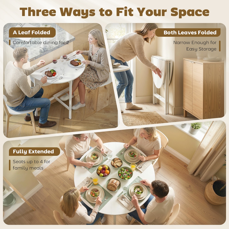 image 1 of HOMCOM Folding Dining with Steel Frame for Small Spaces, White
