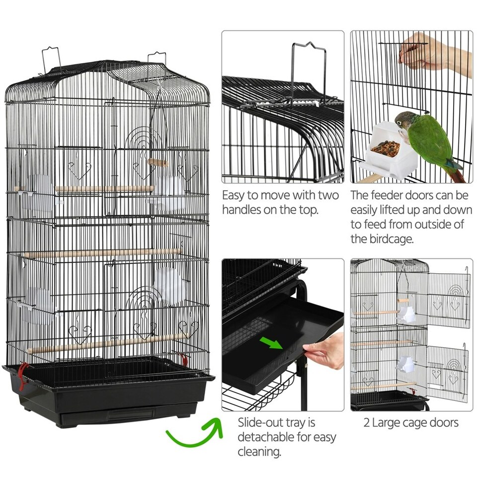 image 1 of Yaheetech 162.5 cm Tall Open Top Metal Bird Cage Large Black