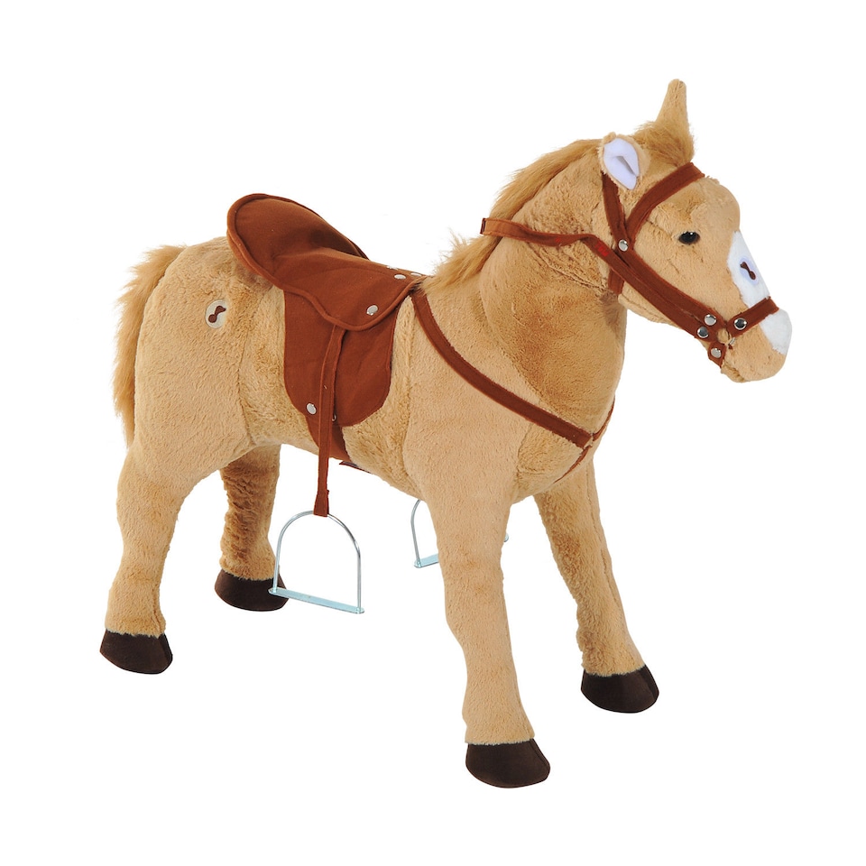 image 1 of HOMCOM Children Standing Horse Plush Soft Ride On Toy Pony Kids Cuddly Game Play | Yellow