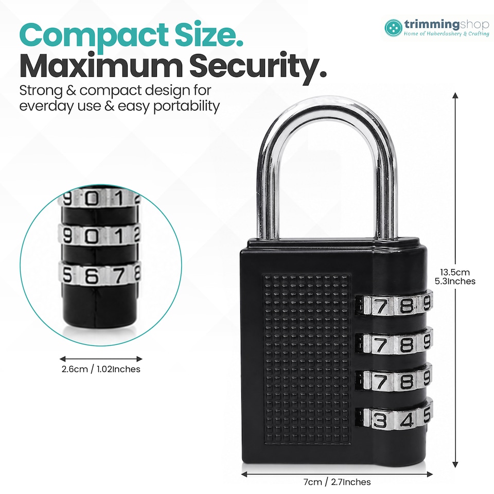 image 1 of 4-Digit Coded Padlock, Black Heavy-Duty Combination Padlock - 2pcs