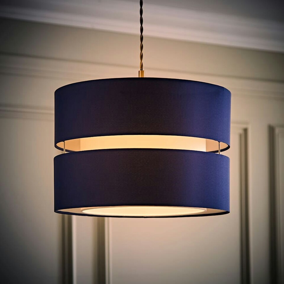 image 1 of ValueLights Sophia Large Navy 2 Tier Ceiling Light Shade Blue