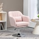 image 2 of HOMCOM Swivel Linen Fabric Accent Chair for Living Room Contemporary Vanity Armchair with Adjustable Height Thick Cushion Lumbar Support Armrest for Bedroom Office Pink
