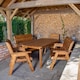 image 3 of Hand Made 6 Seater Chunky Rustic Wooden Garden Furniture Table and Chairs Set