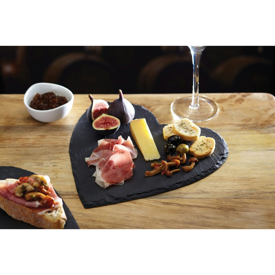 image 1 of Artesà Appetiser Slate Heart Shaped Serving Platter | Grey