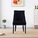 image 2 of Set of 6 Velvet Dining Chairs Ergonomic Scoop Knockerback & Button Tufted Wood Legs Black