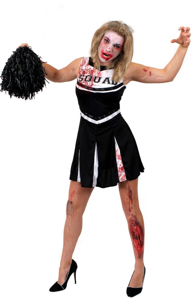 image 1 of Black Zombie Cheerleader Costume | Black | S