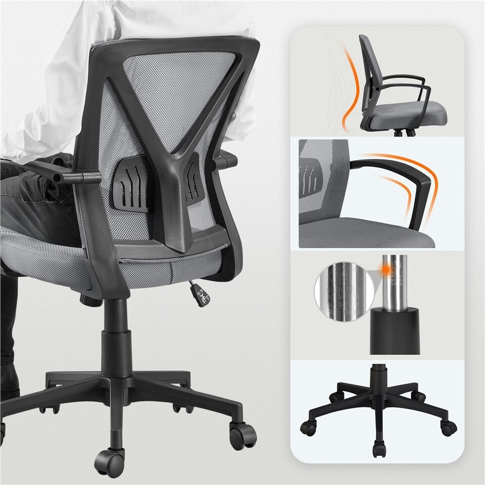 image 1 of Yaheetech Adjustable Computer Chair Study Chair with Mid Back Grey | Dark Grey