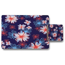 Red, White & Blue Flower Print (Placemat & Coaster Set)