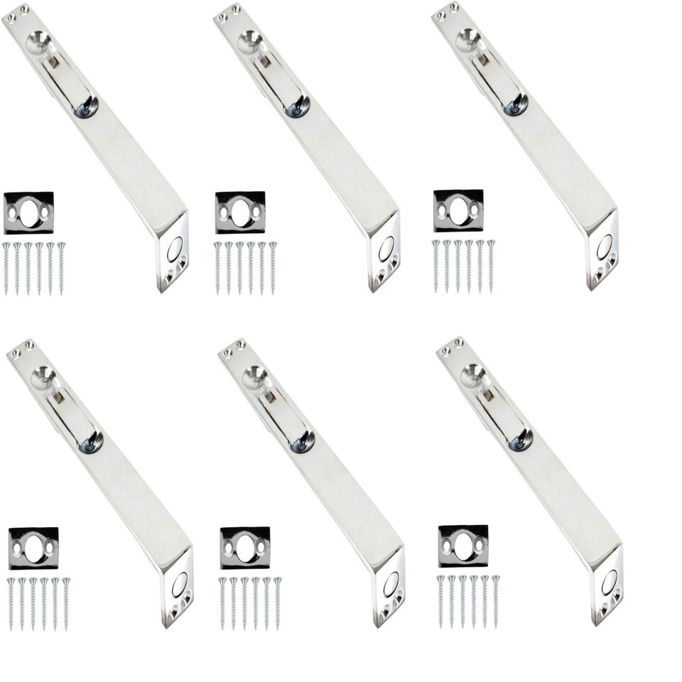 image 1 of Golden Grace Pack of 6 Flush Door Bolt in Polished Chrome Finish, Concealed Security French Double Door Bolts - 150mm