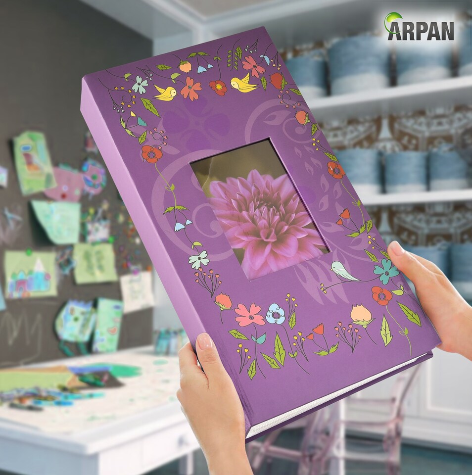 image 1 of ARPAN Designer Photo Album 6"x4" (10x15cm) for 300 Photos – Large Slip In Case Photo Album with Front Window Cover