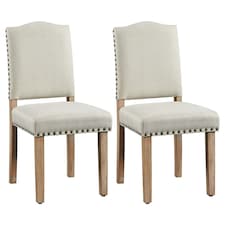 Yaheetech Set of 2 Upholstered Kitchen Chairs Dining Room Chairs Cream