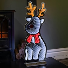 60cm Infinity Standing Christmas Reindeer with Metal Base, White and Red LEDs